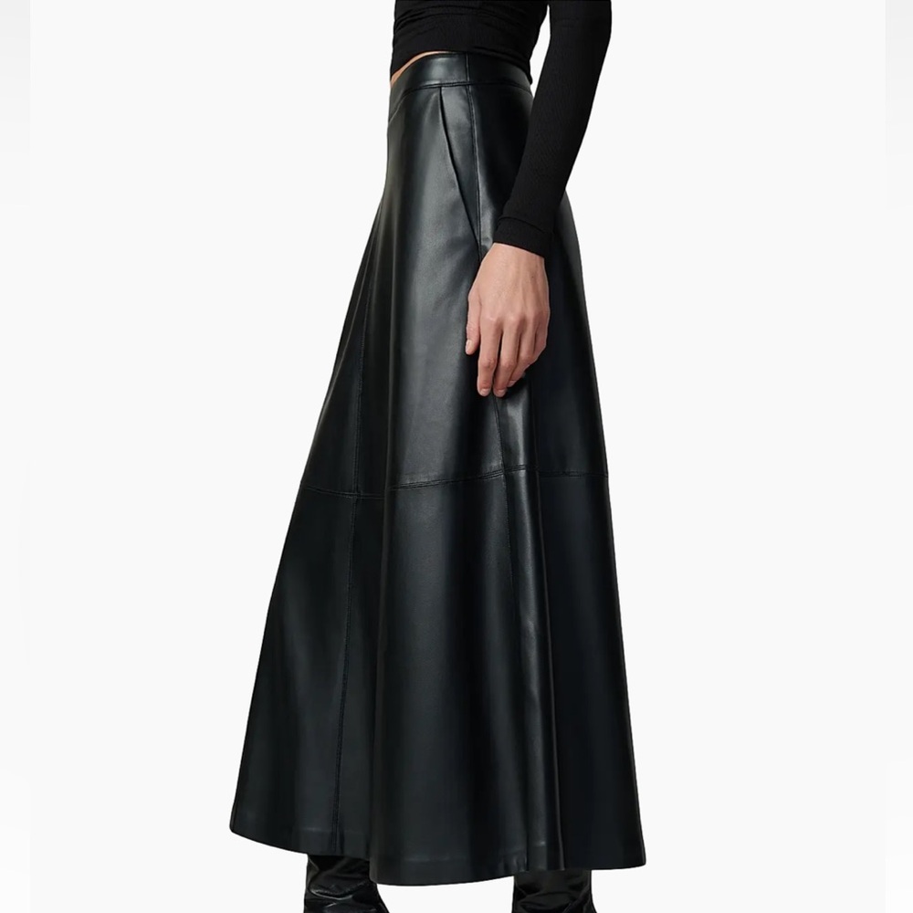 JOE’S JEANS BLACK TAVI VEGAN LEATHER SKIRT - Picture 2 of 7